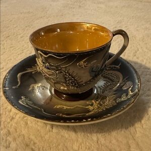 Japanese Dragonware Vintage Porcelain Teacup & Saucer